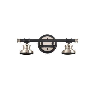 Mederos - 2 lumières - 16 po - Nickel poli noir - Éclairage pour meuble-lavabo