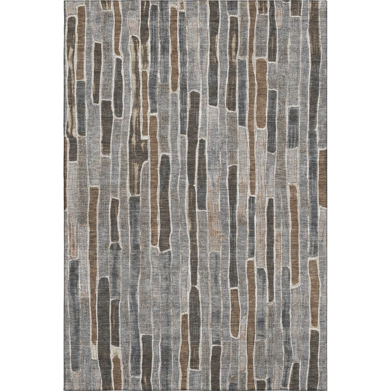 Premium Machine Washable Kumbhar AMF1301 Stripes Rug, Rectangle 8' x 10'