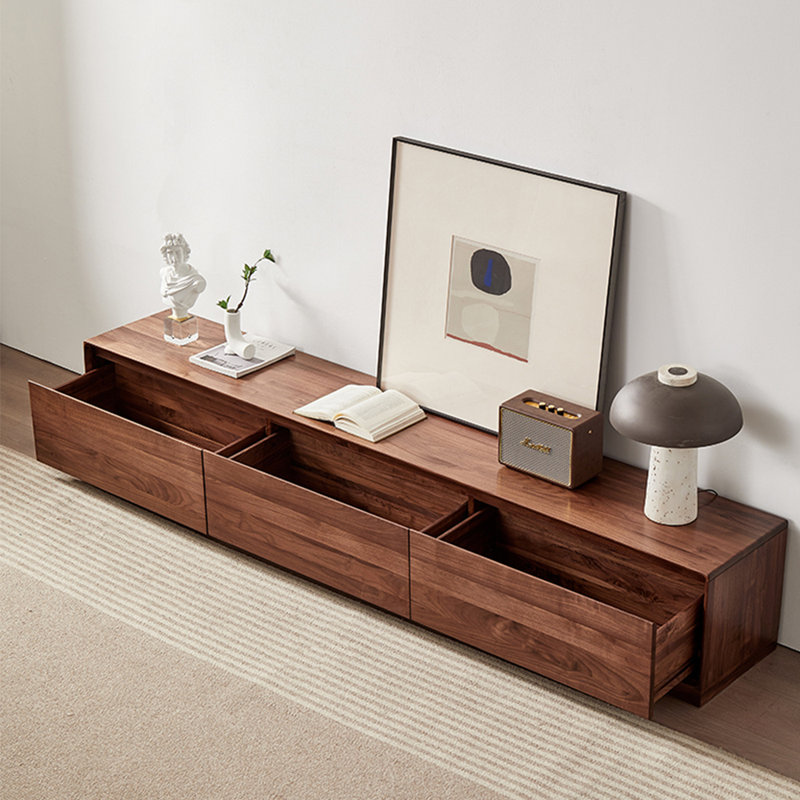 Meuble télé en bois massif de luxe, 86.61''
