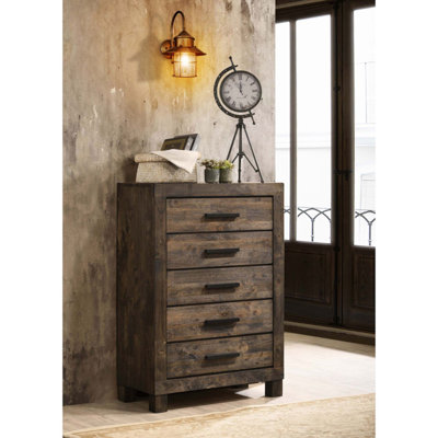 Commode de chambre 5 tiroirs Golden Brown