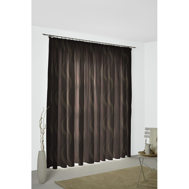 Pearson Pencil Pleat, Single Curtain, opaque, 132cm Width x 255cm Drop, Brown