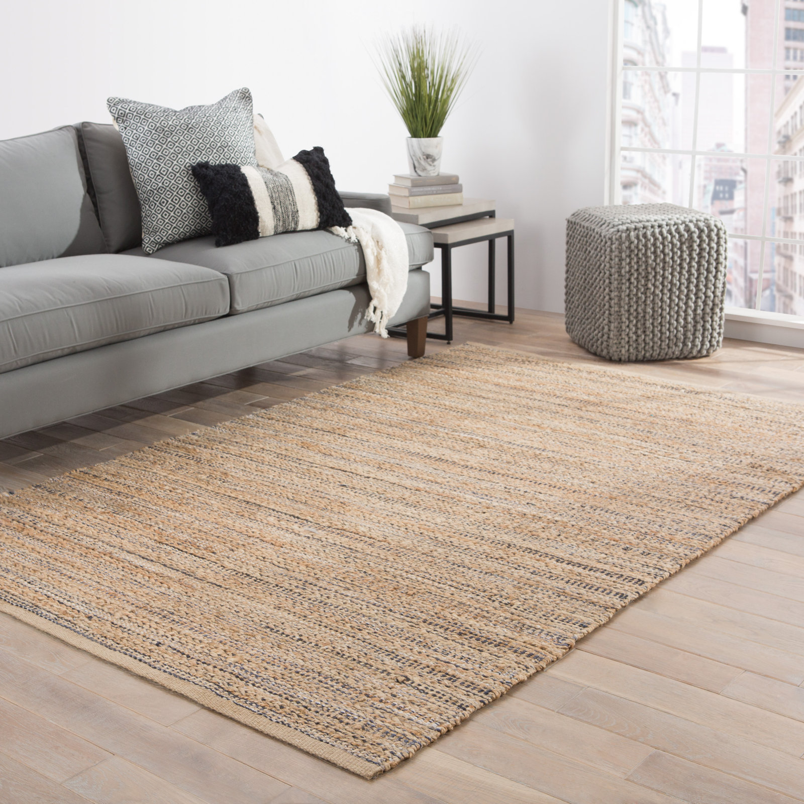 Caroline Tan Hand-Woven Rug, Rectangle 3'6" x 5'6"