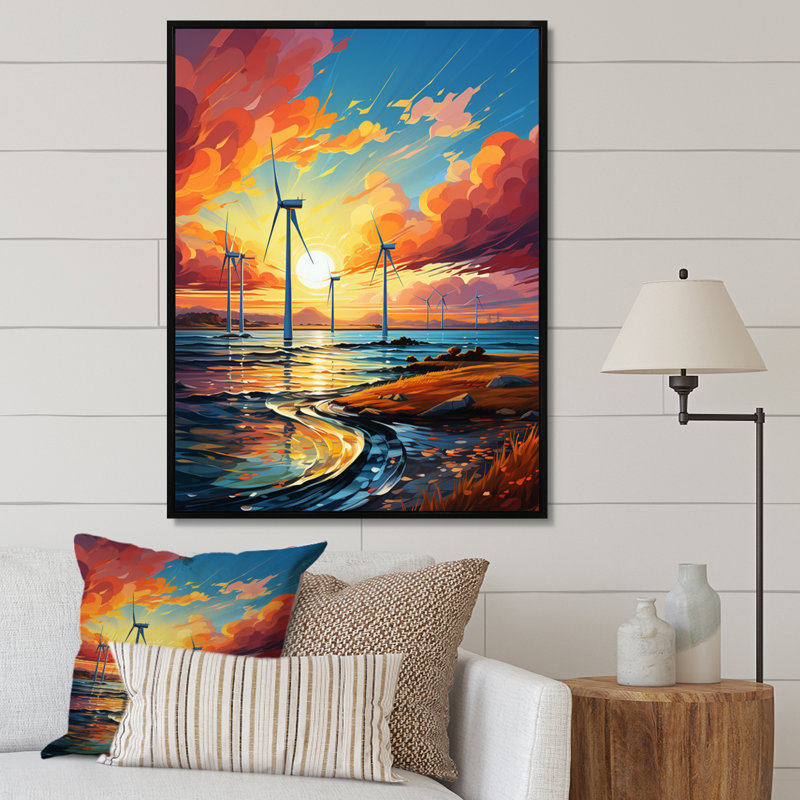 «Wind Turbines Ethereal Winds» sur toile, H 20 po x l 12 po x P 1 po, Cadre flottant noir