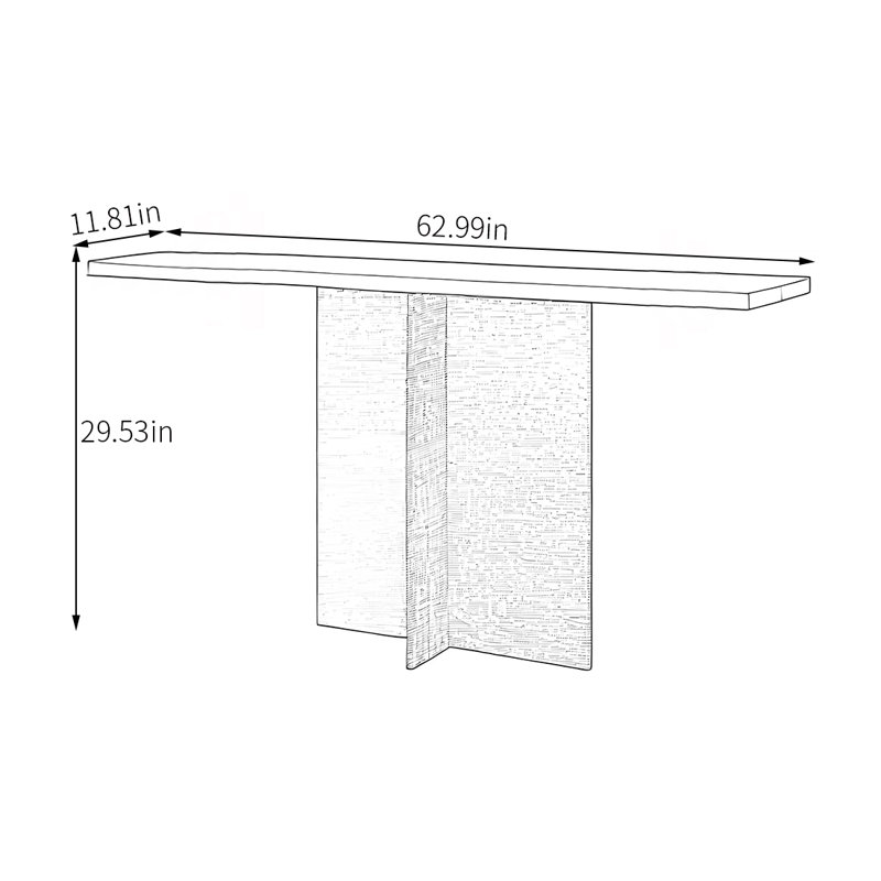 Console moderne et moderne en acrylique, H 29,53 po x l 62,99 po x P 11,81 po, Transparent / orange