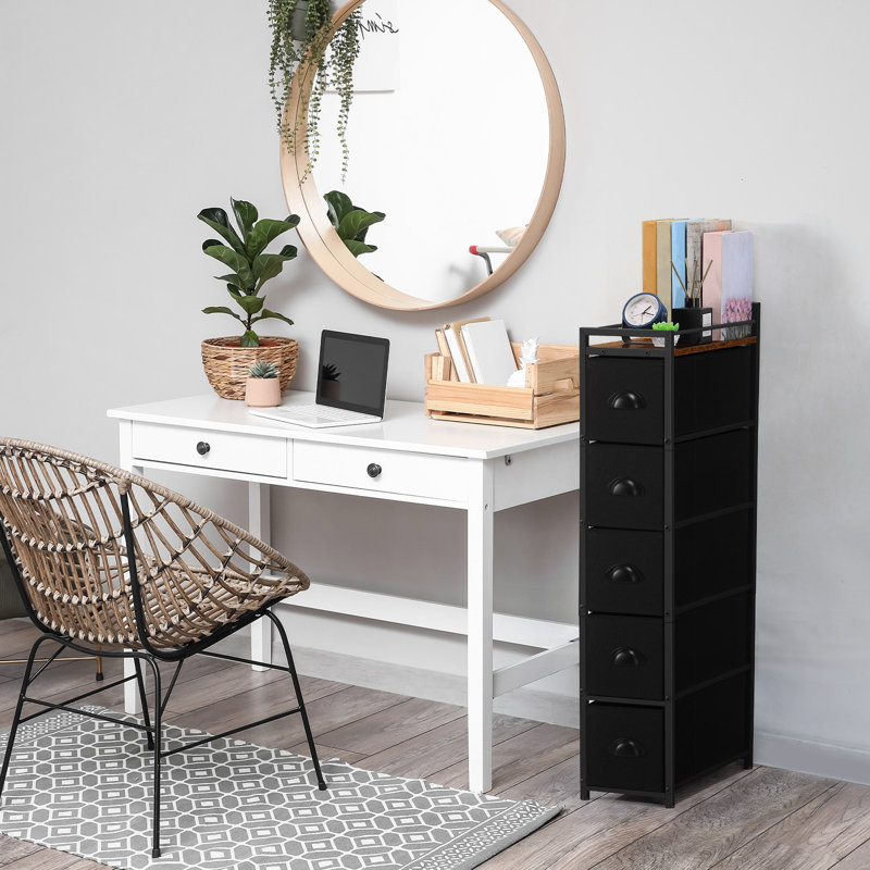 Rangement à 5 tablettes en tissu noir, Noir