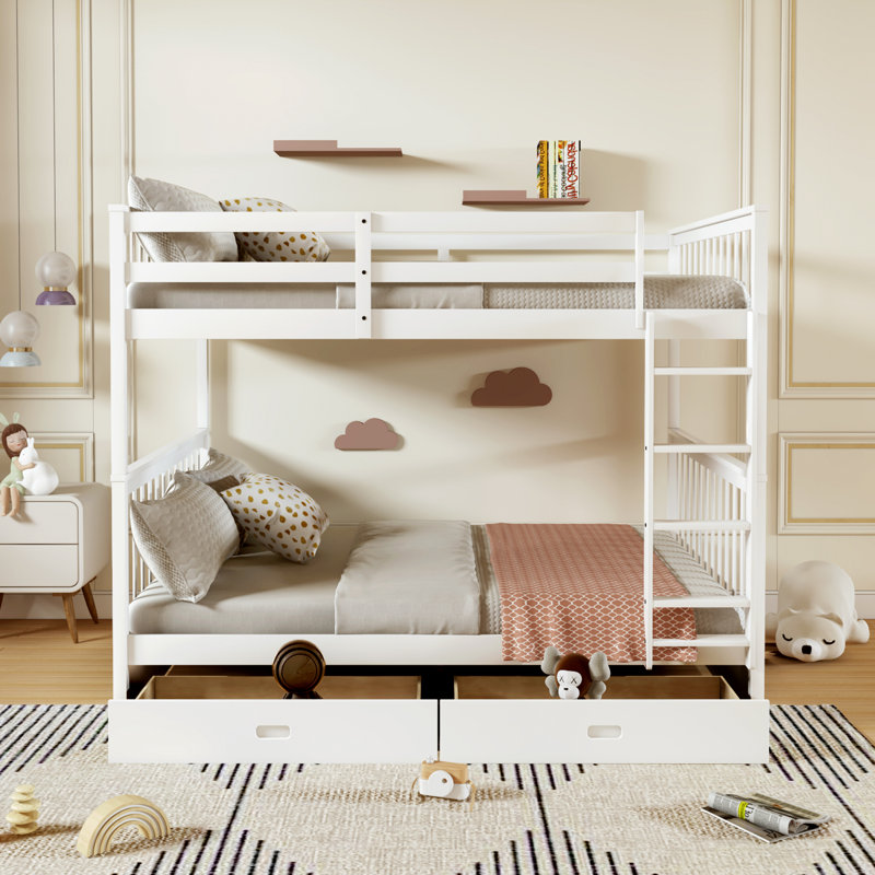 Lit superposé double en bois massif Ermagene par Harriet Bee, Blanc