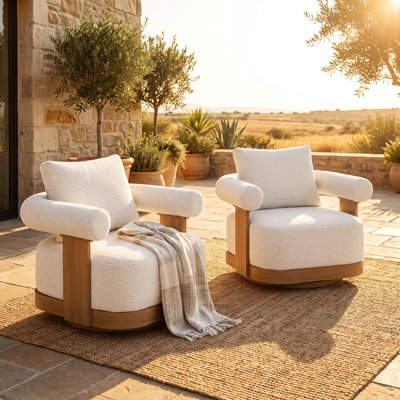 Chaise de patio d'extérieur avec coussins (ensemble de 2)