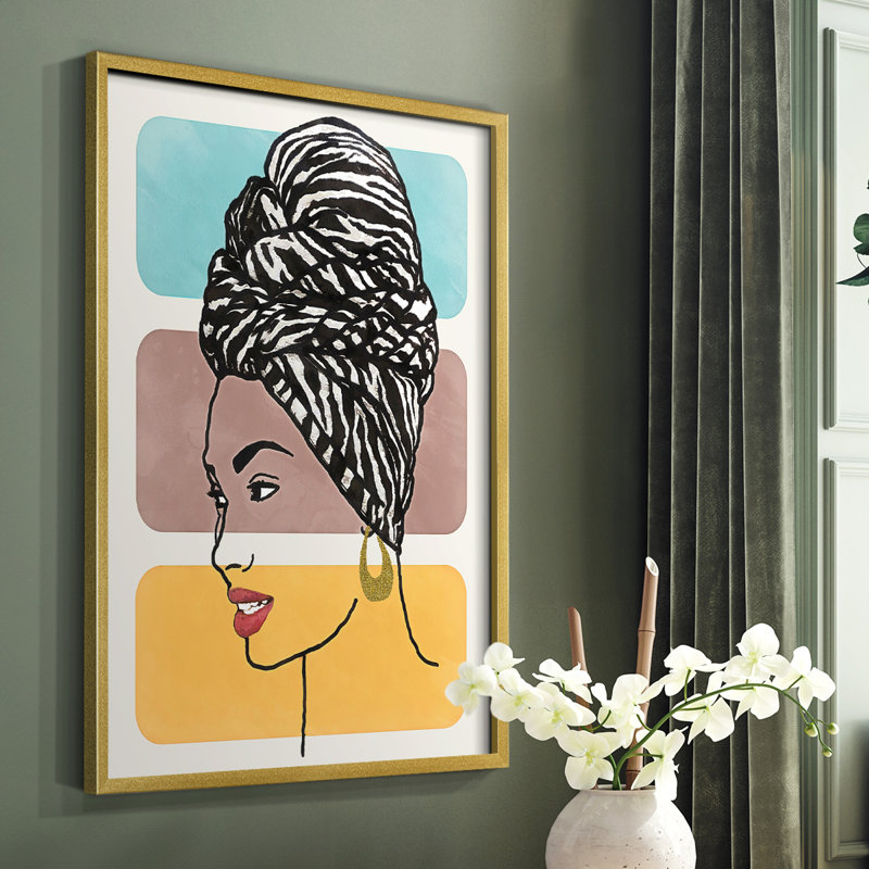 «Head Wrap II», reproduction encadrée - bois massif, H 28 po x l 22 po, Or