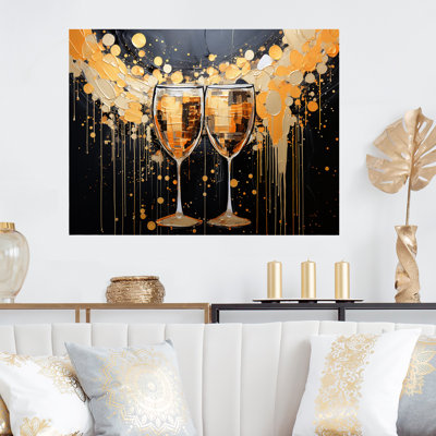 Gold And Black Champagne Essence  Champagne Metal Wall Art MT132393
