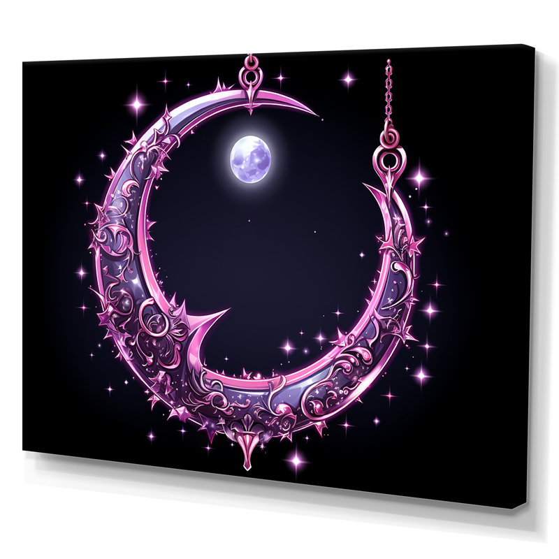 Art mural mural «Lune mauve», H 16 po x l 32 po x P 1 po, Toile tendue