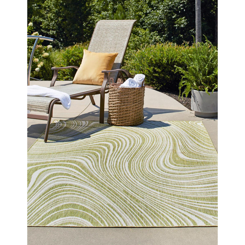 Tapis intérieur / extérieur vert Brodus, Rectangle 6 pi x 9 pi
