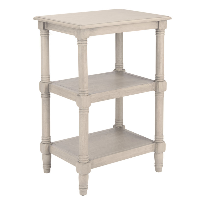 Cassie Greige Wood 3-Shelf Rectangular Accent Table