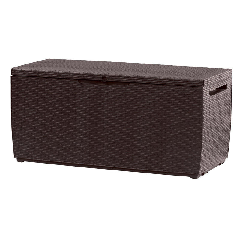 Ebern Designs Gayleen 123cm W 305L Plastic Lockable Deck Box in Brown