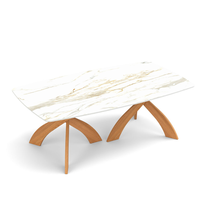 Entwine - Table rectangulaire en verre, H 30 po x L 48 po x l 84 po, Cerisier naturel / blanc