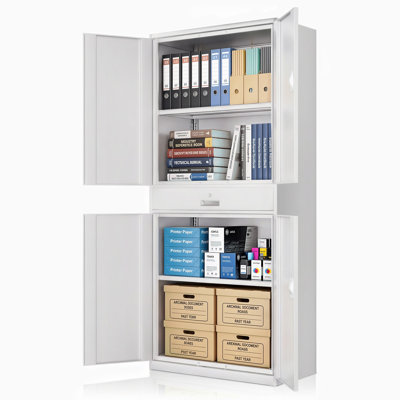 Jelka Armoire 71" Metal Garage Storage Cabinet with Locking Doors, Drawer and Adjustable Shelves by Latitude Run