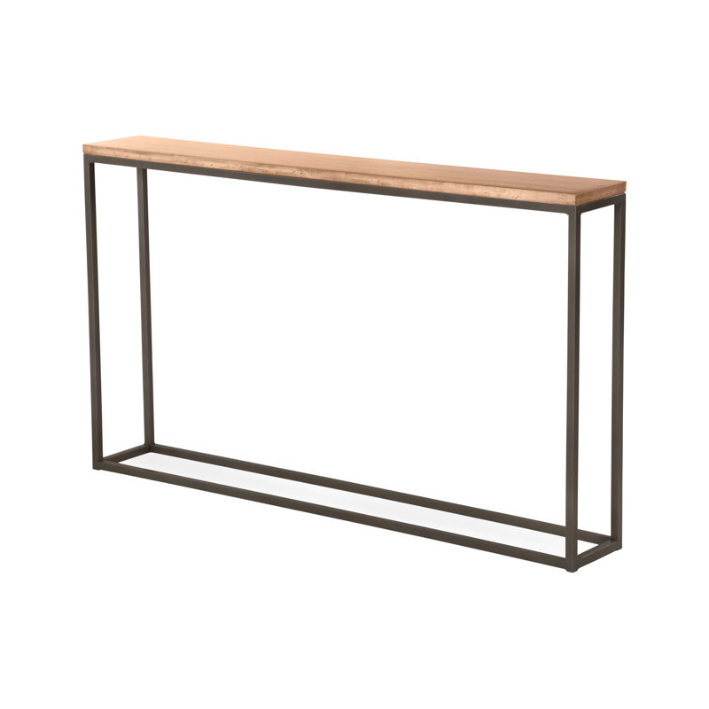 Chaplin 54'' Solid Wood Top Console Table, Burnished Iron, Clear Coat