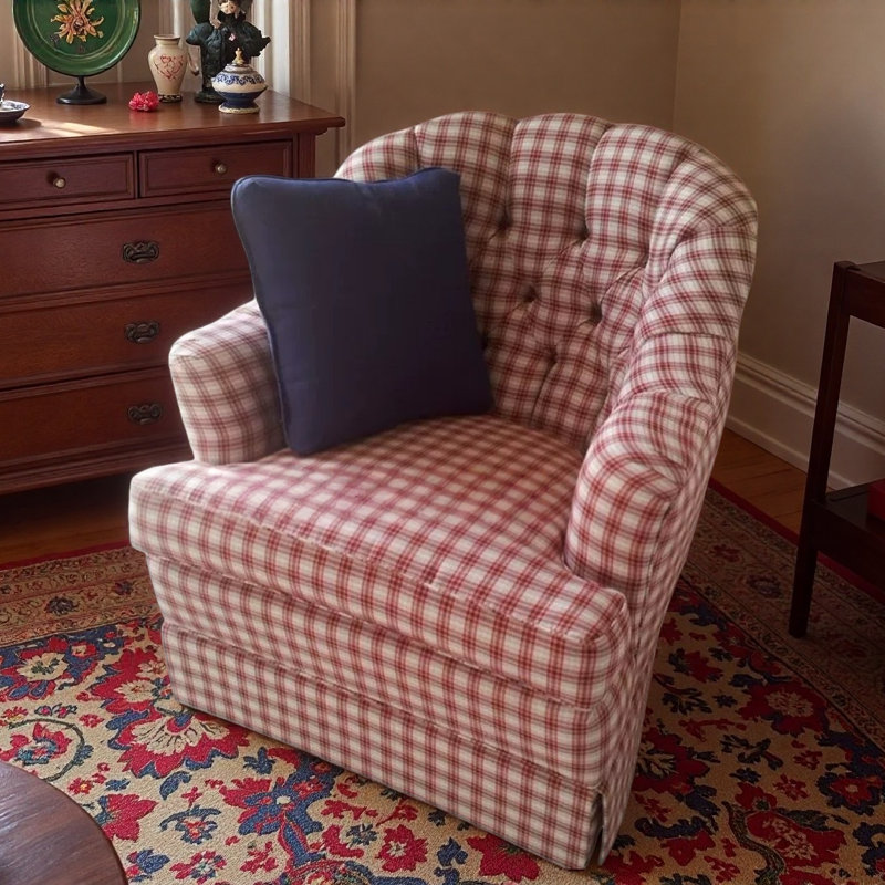 Fauteuil rétro à carreaux rouge