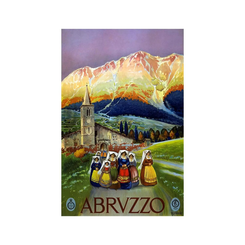 Abrvzzo (Abruzzo) Advertising Vintage Poster - Wrapped Canvas Print, 101.6 cm H x 66.04 cm W x 1.91 cm D