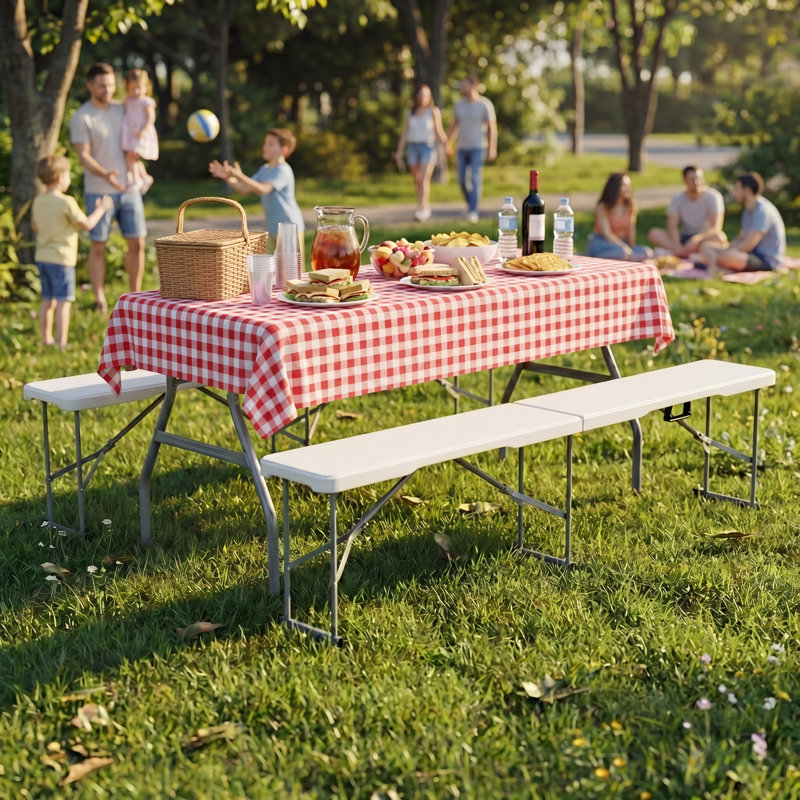 5ft Multi-Functional Folding Table Compact Heavy Duty Table For Indoor/Outdoor Use With Handle