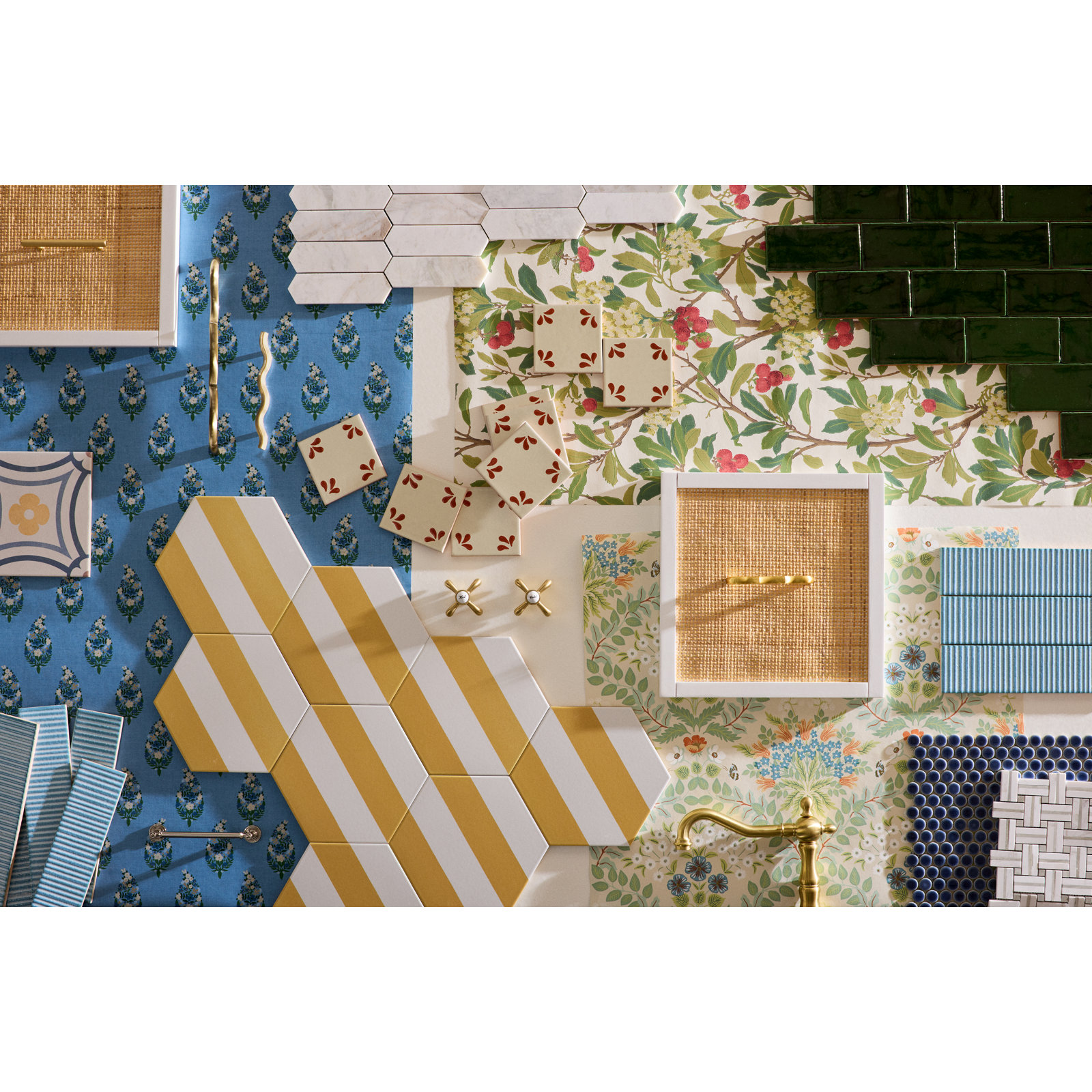Bramble Wallpaper Double Roll, White/Blue