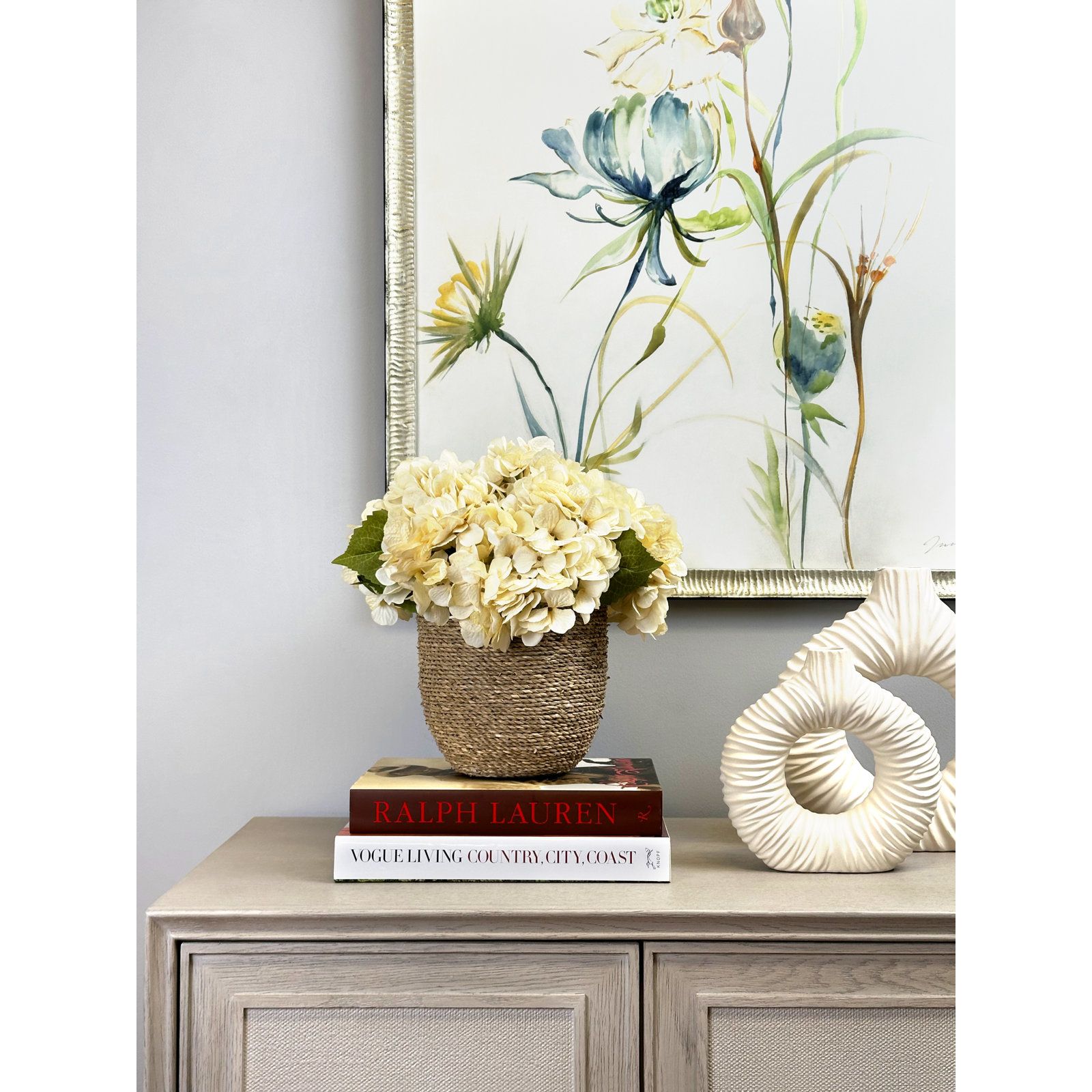 Carytown Hydrangea Floral Arrangement, Cream