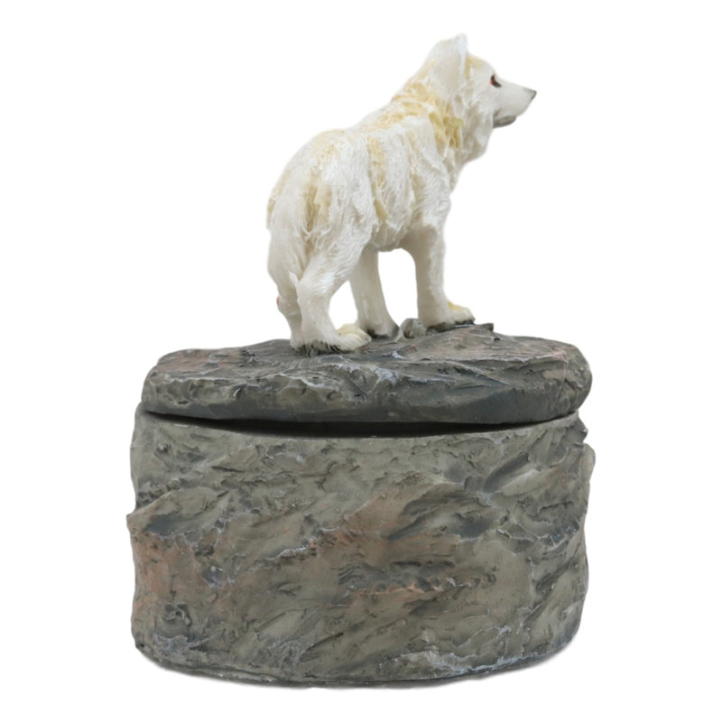 Boîte à bijoux loup snow abino