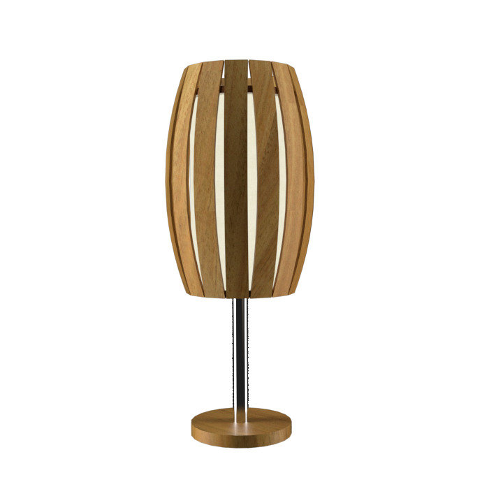 Louro Freijo Barrel-Shaped Table Lamp with Stone Base