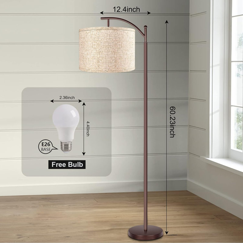 Lampe sur pied moderne à DEL avec télécommande et interrupteur au pied, réglable en 4 couleurs de température, gradation continue, support de lampe rotatif, écoénergétique pour le salon, la chambre à coucher, le bureau