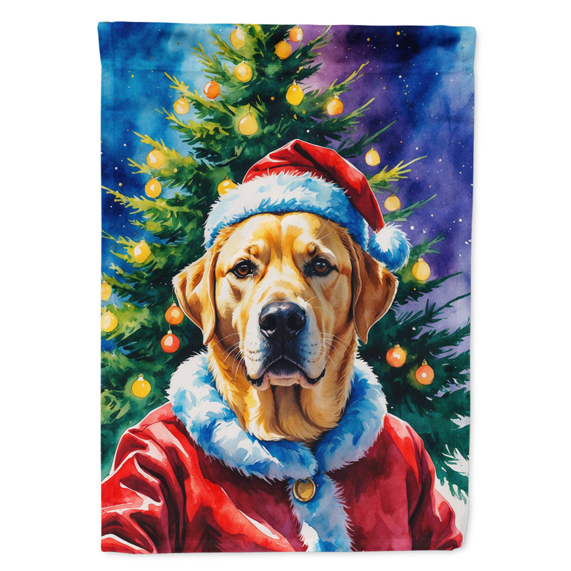 Drapeau de maison de Noël chocolat caniche chocolat, Labrador Retriever jaune