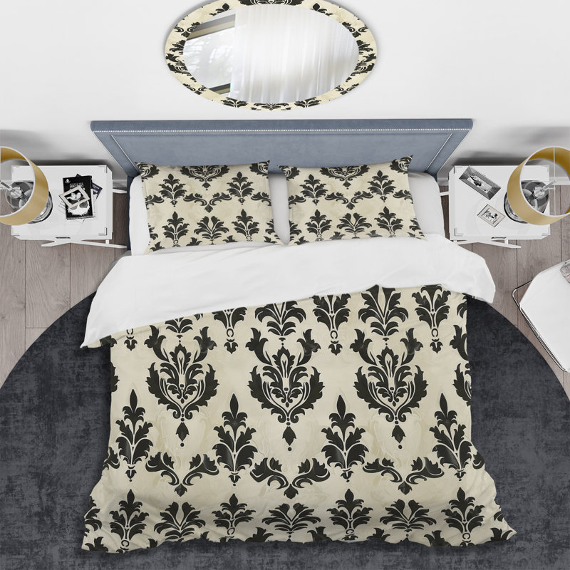 Ensemble de housse de couette Ivory Cream Damask Harmony III - Transitional