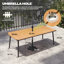 Ensemble repas pour 6 personnes en aluminium avec trou pour parasol, chaises empilables et sans accoudoirs-2070396879