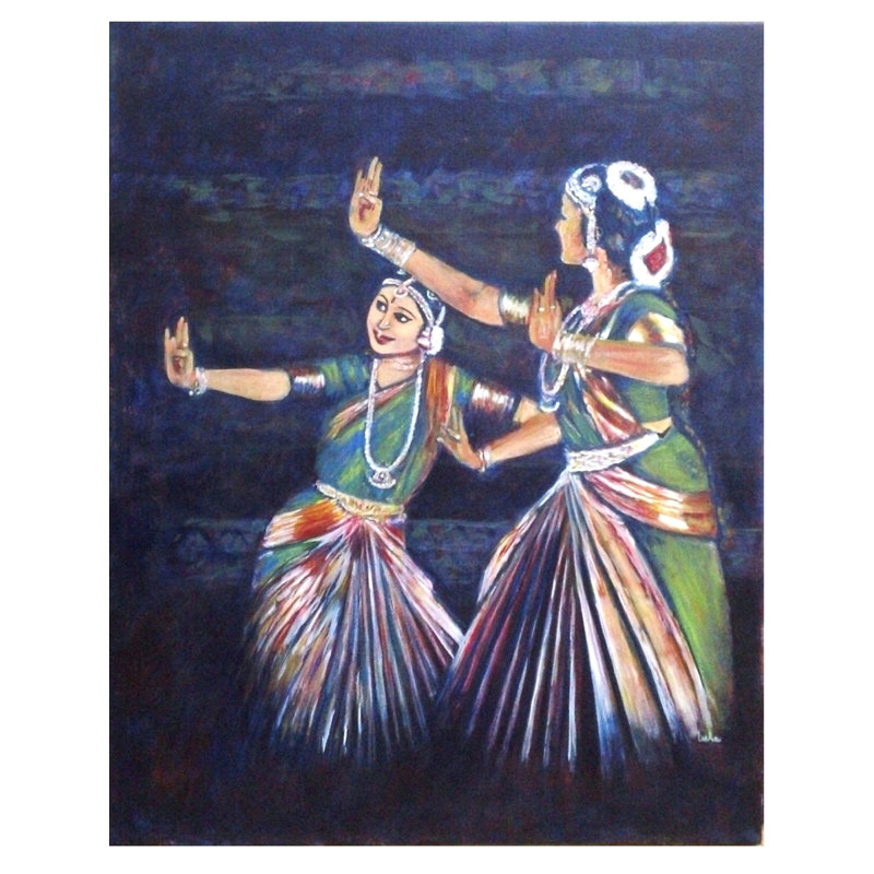 Spectacle de danse de Bharathanatyam | Acrylique sur toile | Par Usha Shantharam