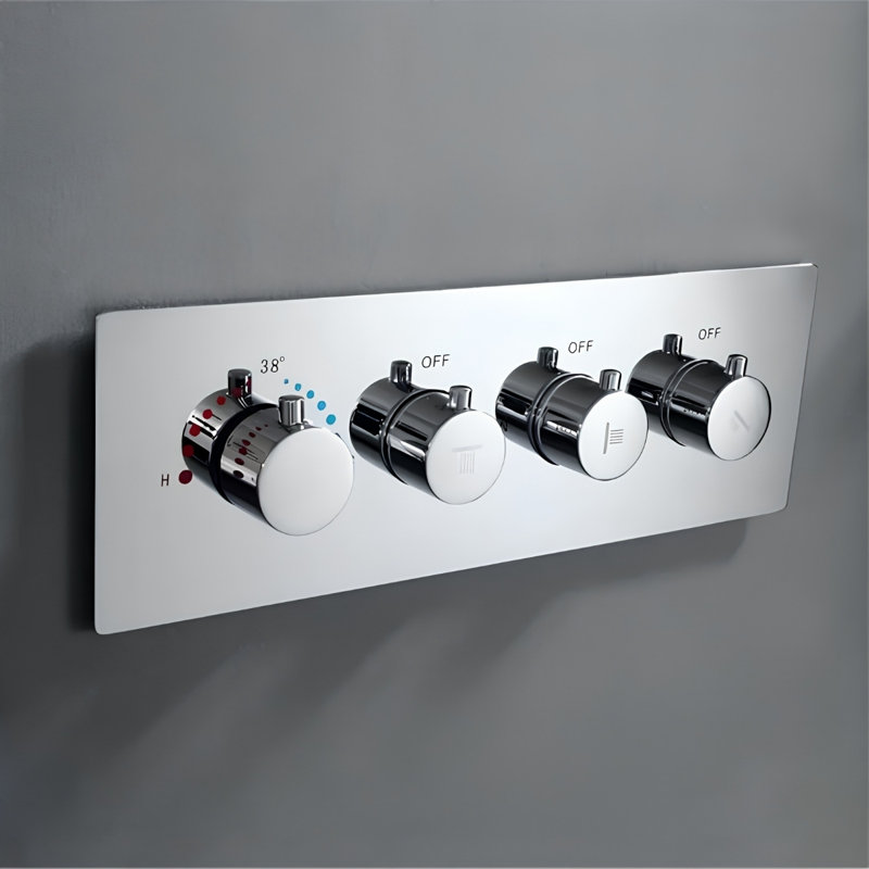 Mélangeur thermostatique de baignoire à grand débit au fini chromé