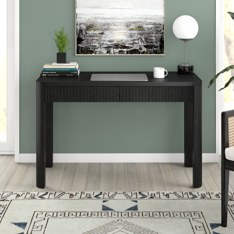 Gardeina 48'' Wide Rectangular Desk in Alder Brown, Black