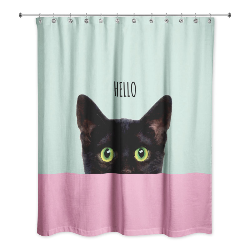 Rideau de douche simple Cats Collection, Menthe / Rose