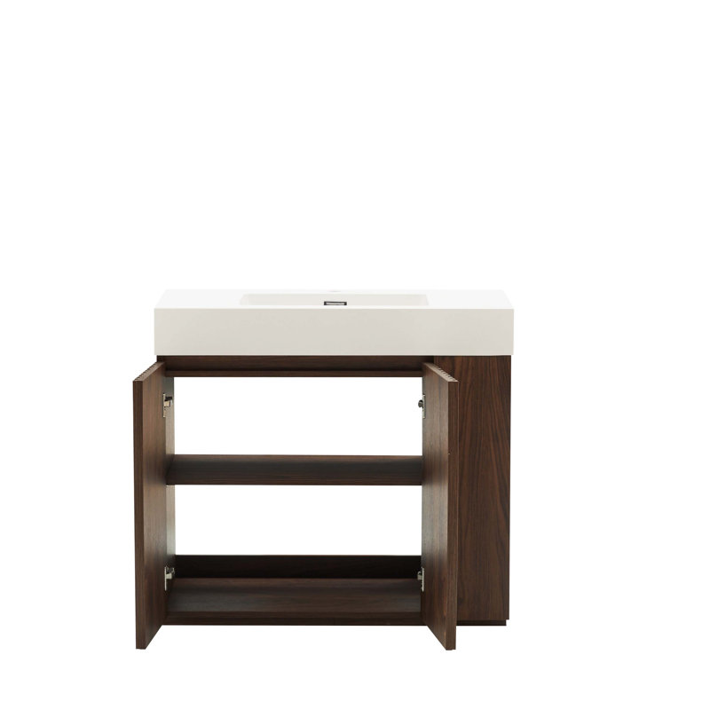 Meuble-lavabo autoportant 36 po en noyer avec lavabo 36 po Winston