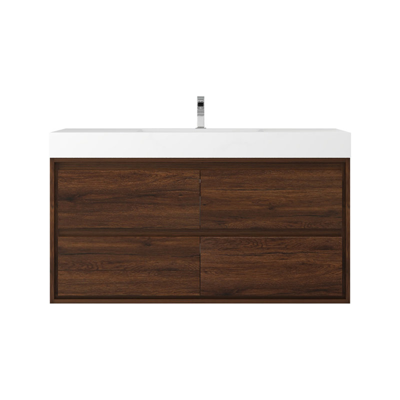 48'' Single Bathroom Vanity with Acrylic Top, Rosewood