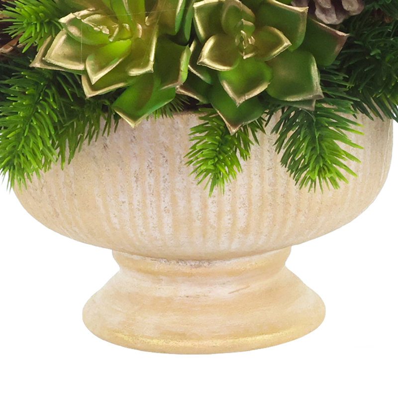 Holiday Centerpiece with Succulents and Pinecones