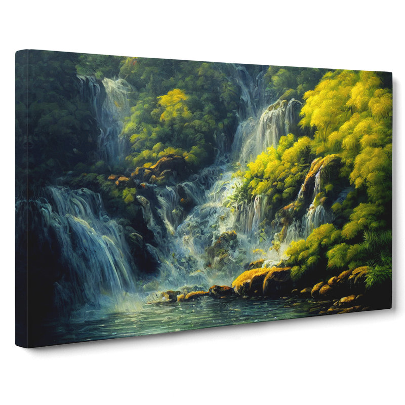 Ethereal Waterfall - Wrapped Canvas Painting, 35cm H x 50cm W x 3cm D