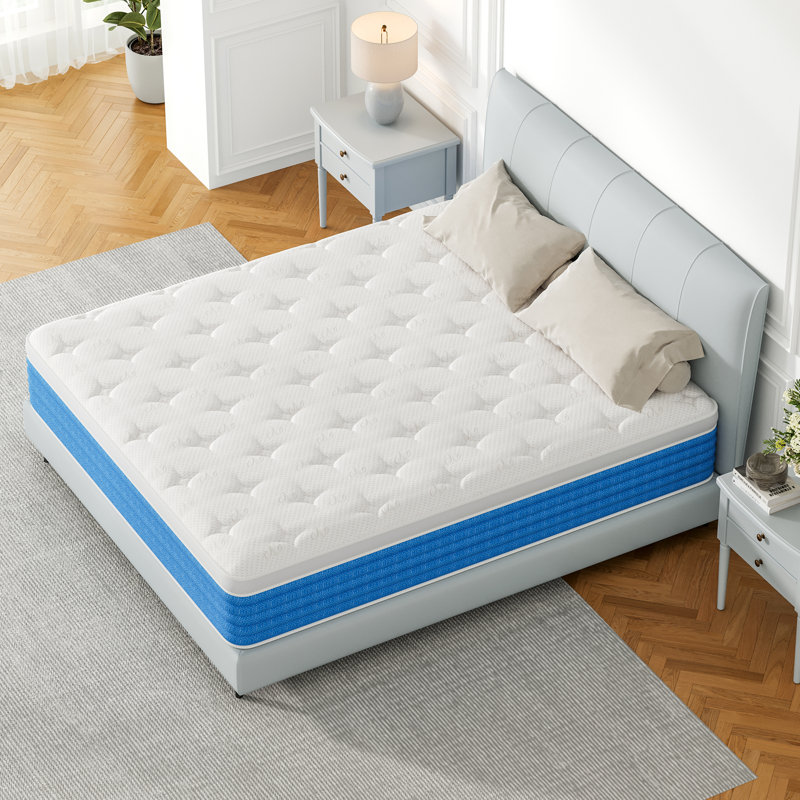 Matelas en mousse à mémoire de forme hybride 12 po dans une boîte, soulagement de la pression pour le soutien du dos, fermeté moyenne, ressorts ensachés individuellement