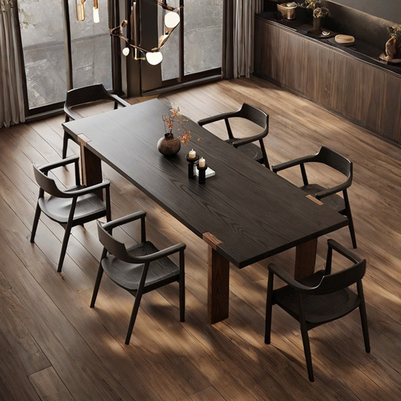 Table de salle à manger en bois de frêne, H 29,53 po x L 86,61 po x l 35,43 po