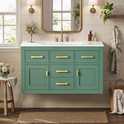 Meuble-lavabo 36 po avec lavabo en céramique, tiroirs et portes