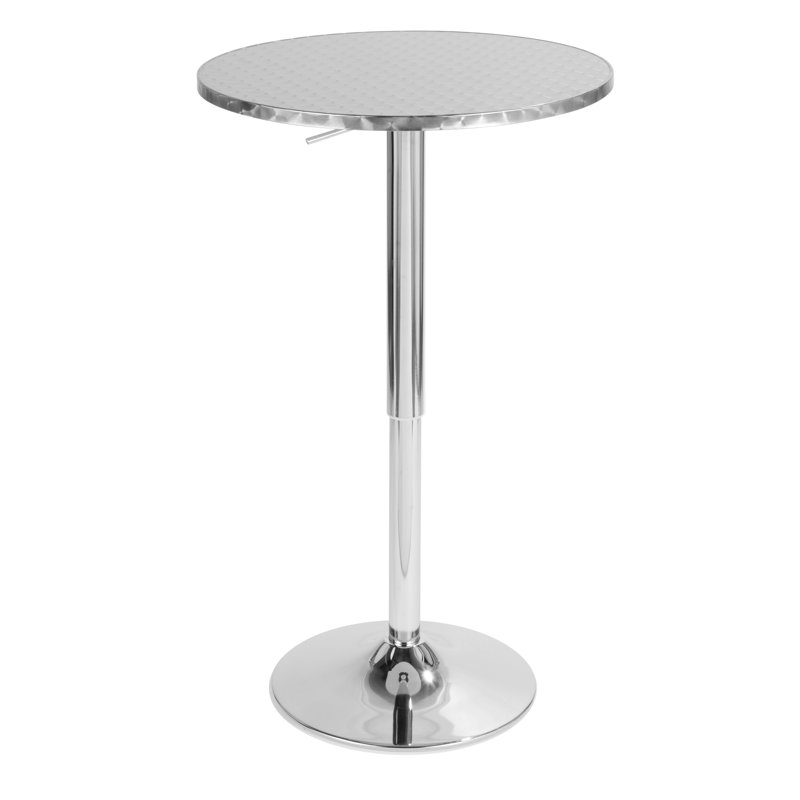 Table de bar ronde contemporaine réglable en argent