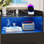 Hagood 17.7'' W 2-Drawer Nightstand with Charging Station, Glasstop and LED Light-129220321