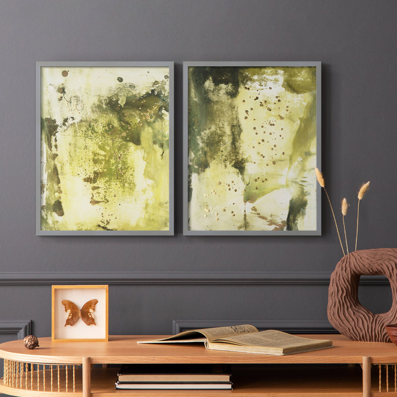 Impression encadrée Canyon Diptych I-Premium - prête à être accrochée - aucun clou requis - aucun clou requis, Vert