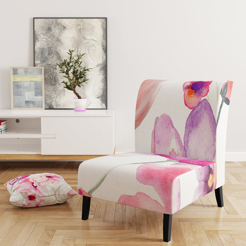 Bird on Twig Side Chair, Pink Polyester Blend