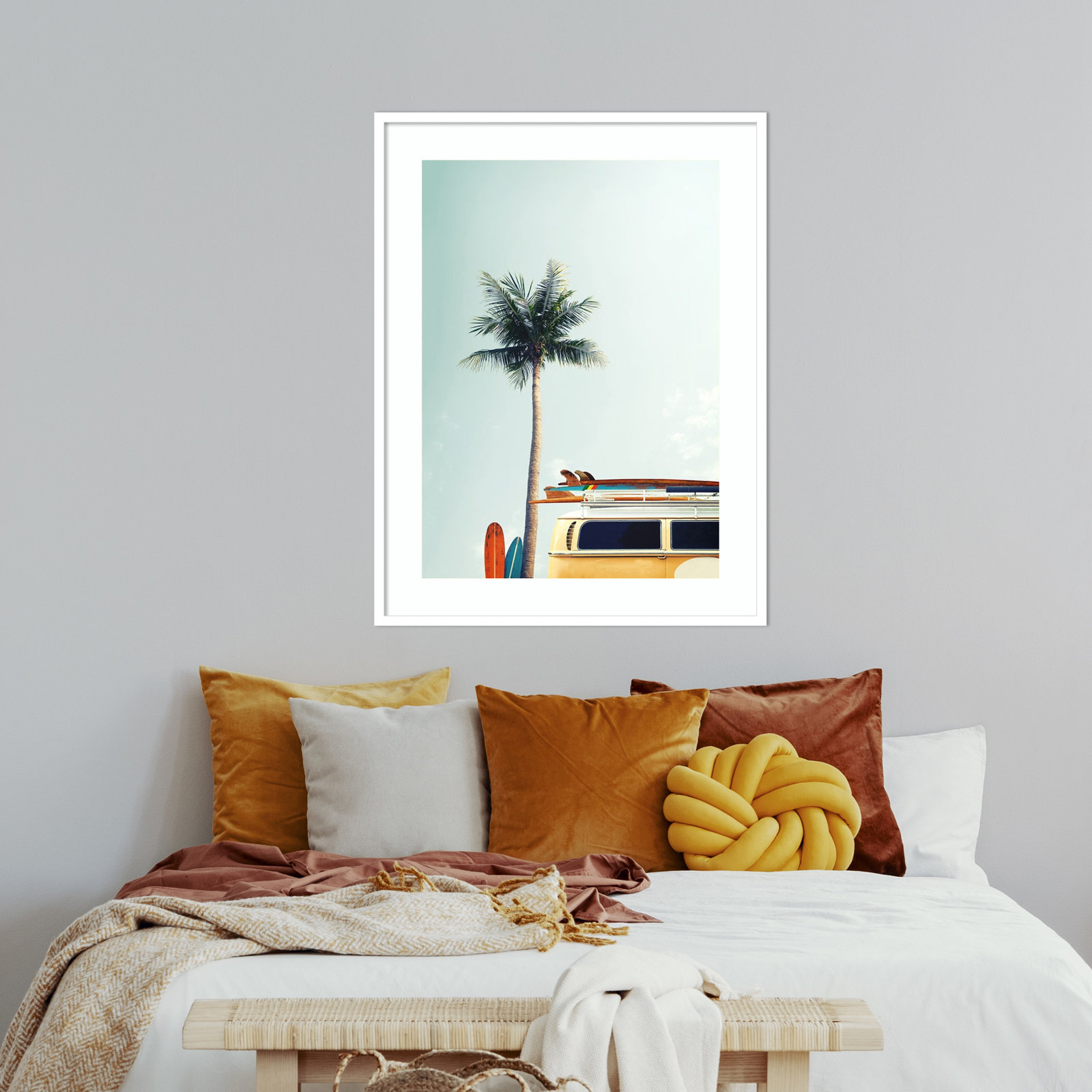 Raleigh "Surf Bus Yellow" Photo Print, Matte White, 37.88" H x 29" W x 0.75" D