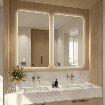 Miroir de salle de bain rectangulaire rétro rétroéclairé à DEL certifié UL, verre trempé antibuée 3 couleurs à intensité variable avec fonction mémoire