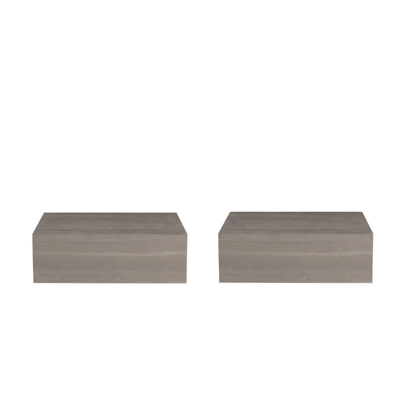 Ensemble de 2 tables de chevet murales flottantes Custer pour chambre à coucher Custer, Gris