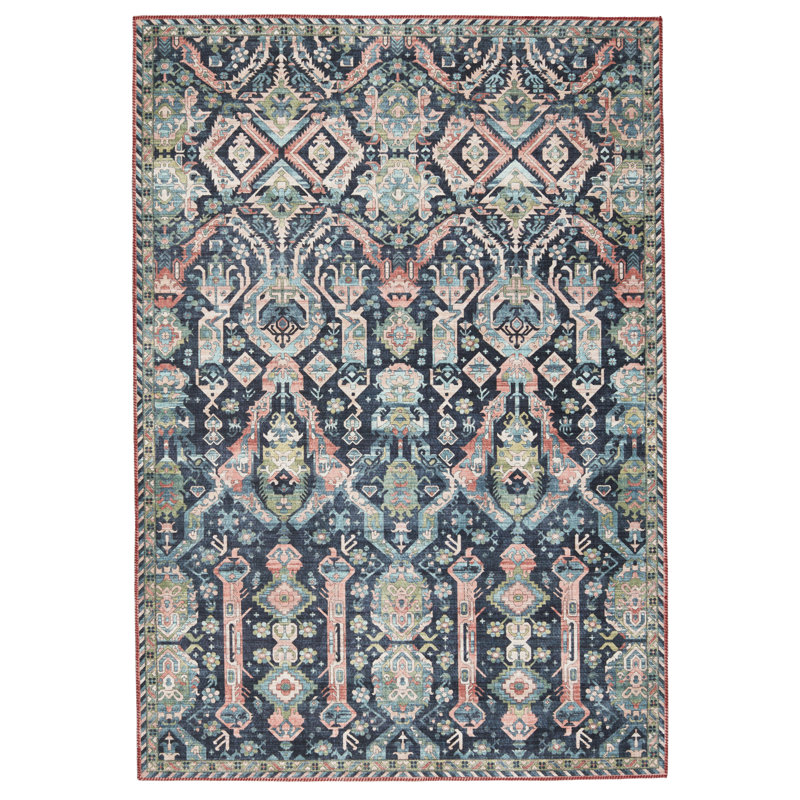 Tapis bleu foncé / brun Teleza, Rectangle 8 pi x 10 pi